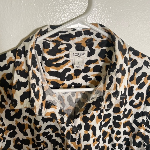 J. Crew Factory Leopard Tie-Waist Shirtdress in Cotton Poplin 8 - Picture 7 of 13